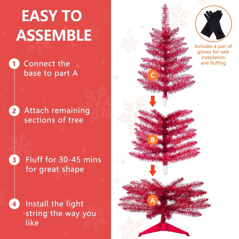 4ft Red Christmas Tree, Christmas Decorations