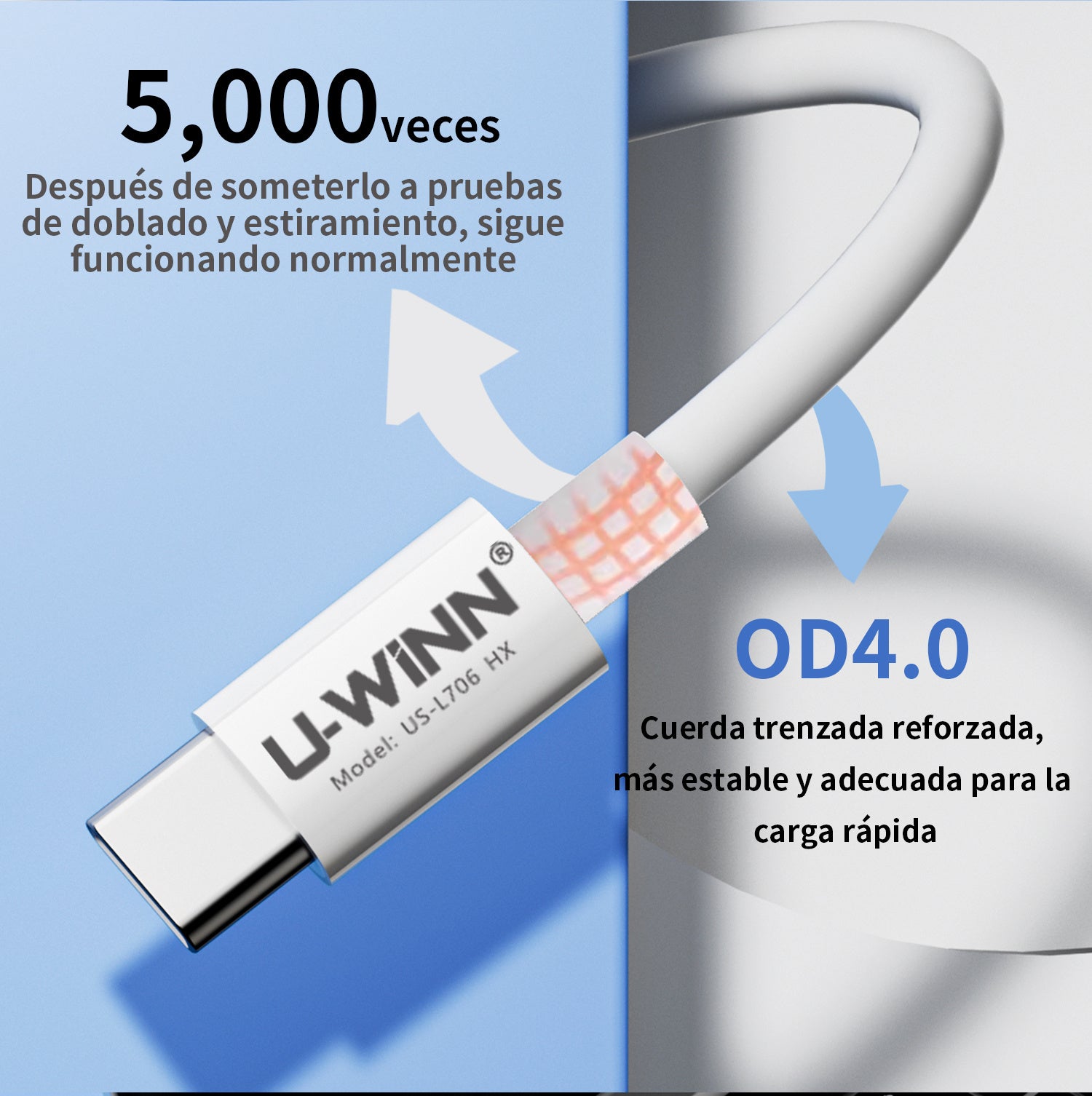 Merry & Bright USB-C To USB-C Cable PD 60W 1M White USB 3.0 UWINN