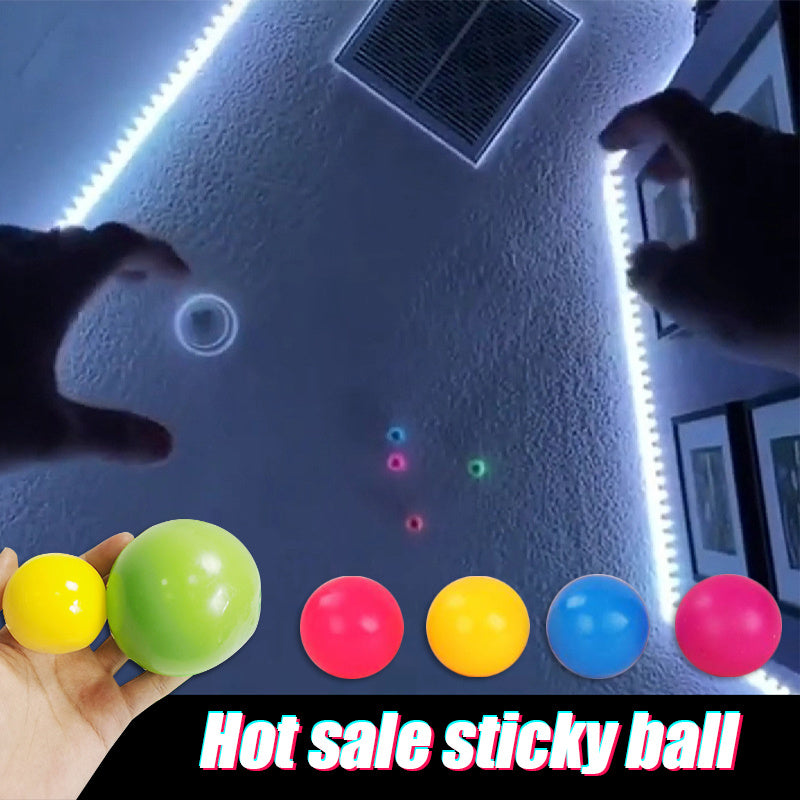 Merry & Bright Stick Wall Ball – Stress Relief Sticky Squash Toy