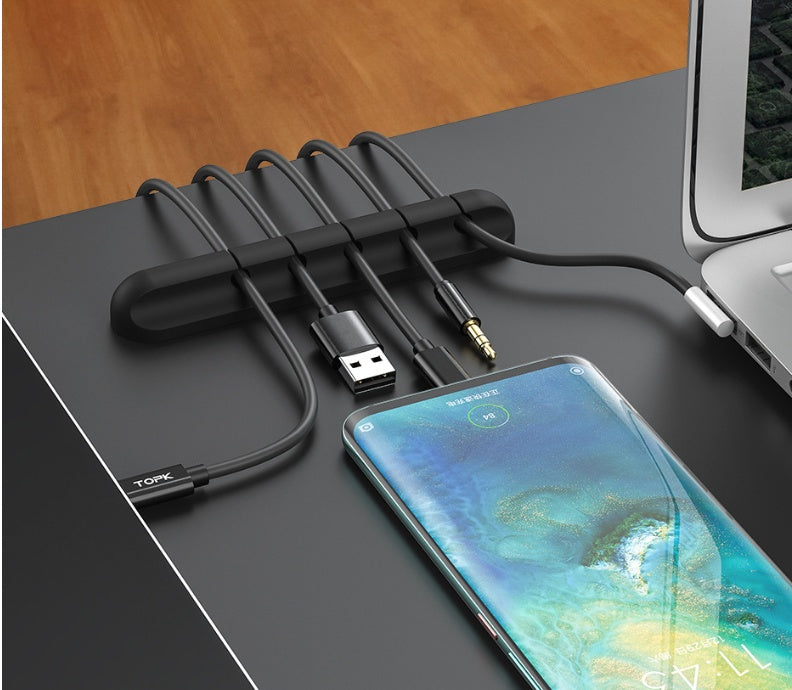 Merry & Bright Silicone USB Cable Winder Desktop Cable Organizer Management Multipurpose Clips Cables