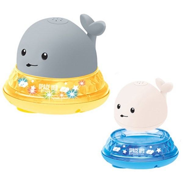 Merry & Bright Baby Cartoon Whale Floating Bath Toy – Sprays Water with Light & Music