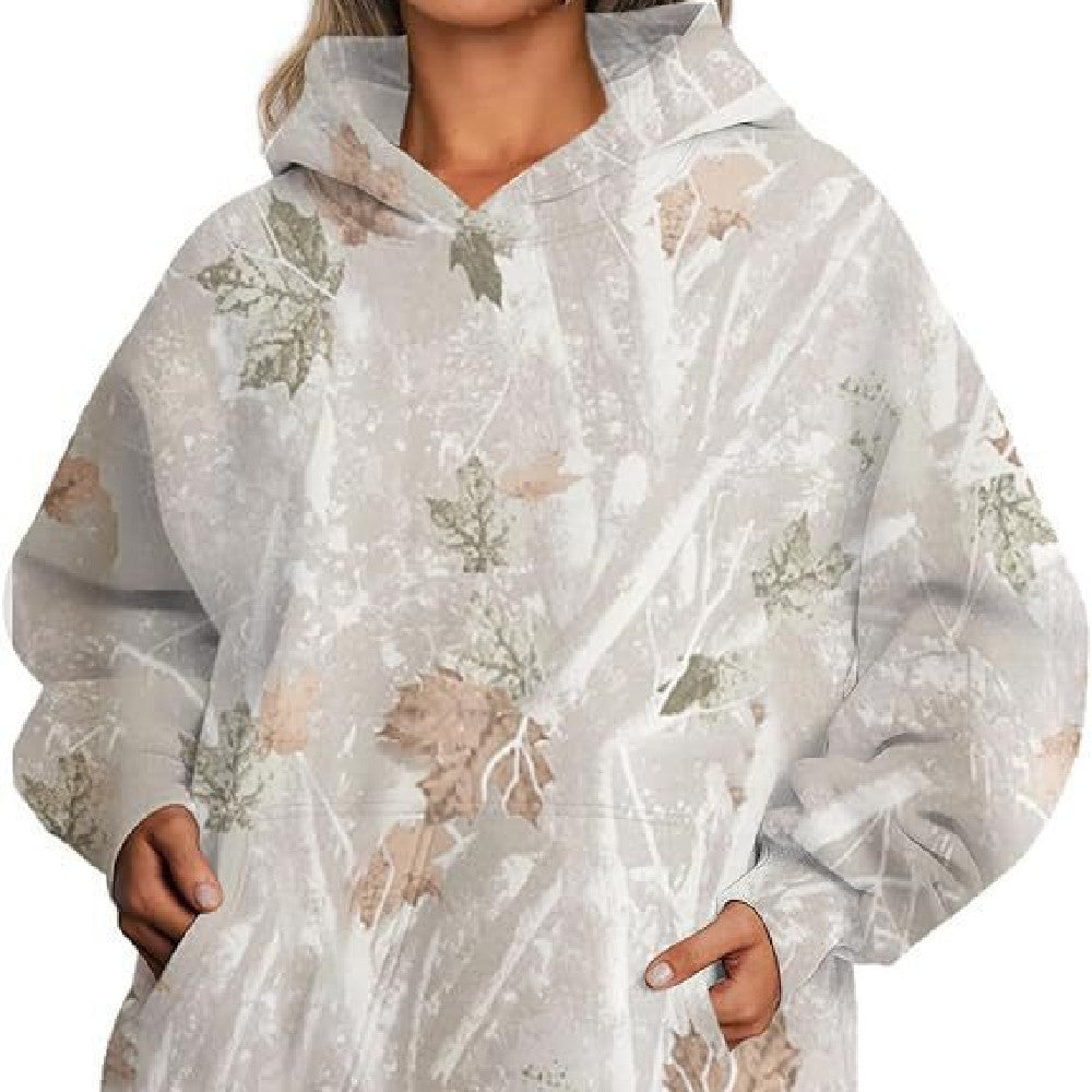 Merry & Bright Women’s Floral Hoodie Pullover – Loose Fit with Lantern Sleeves