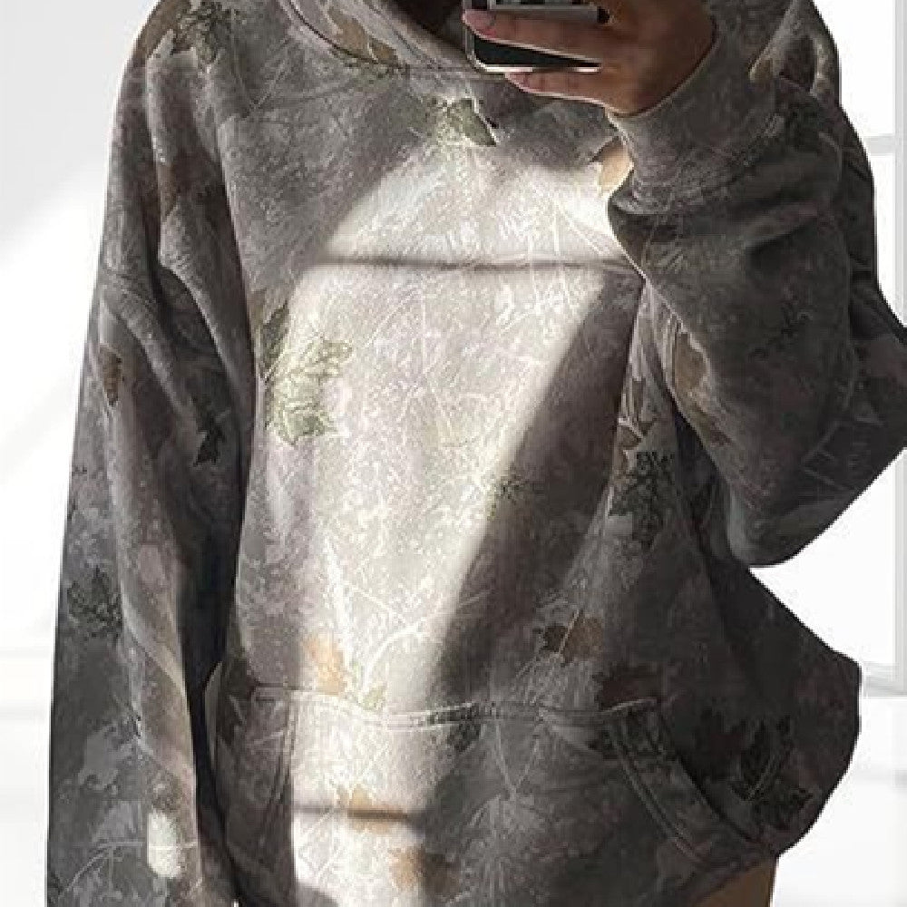 Merry & Bright Women’s Floral Hoodie Pullover – Loose Fit with Lantern Sleeves