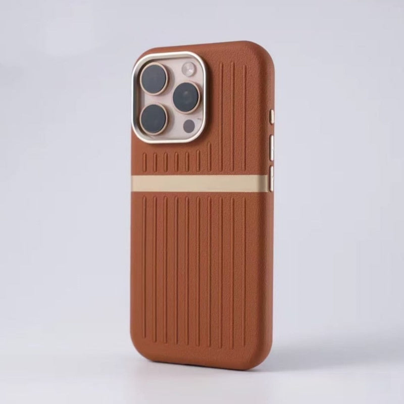 Merry & Bright Corrugated MagSafe iPhone Case Business Leather Phone Case