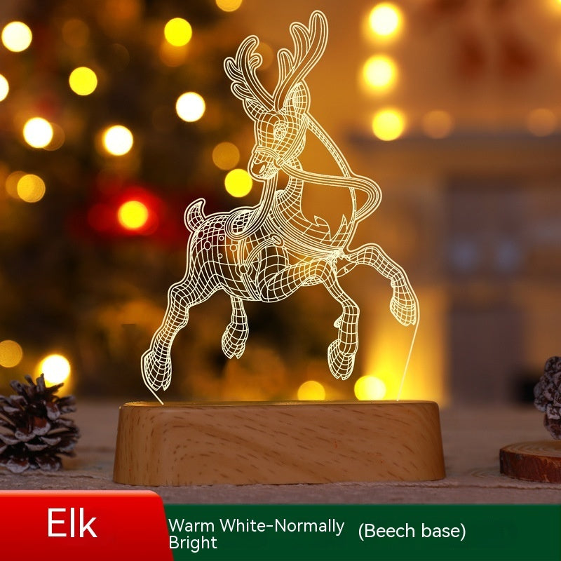 Merry & Bright Christmas Decoration 3D Lamp Acrylic LED Night Light