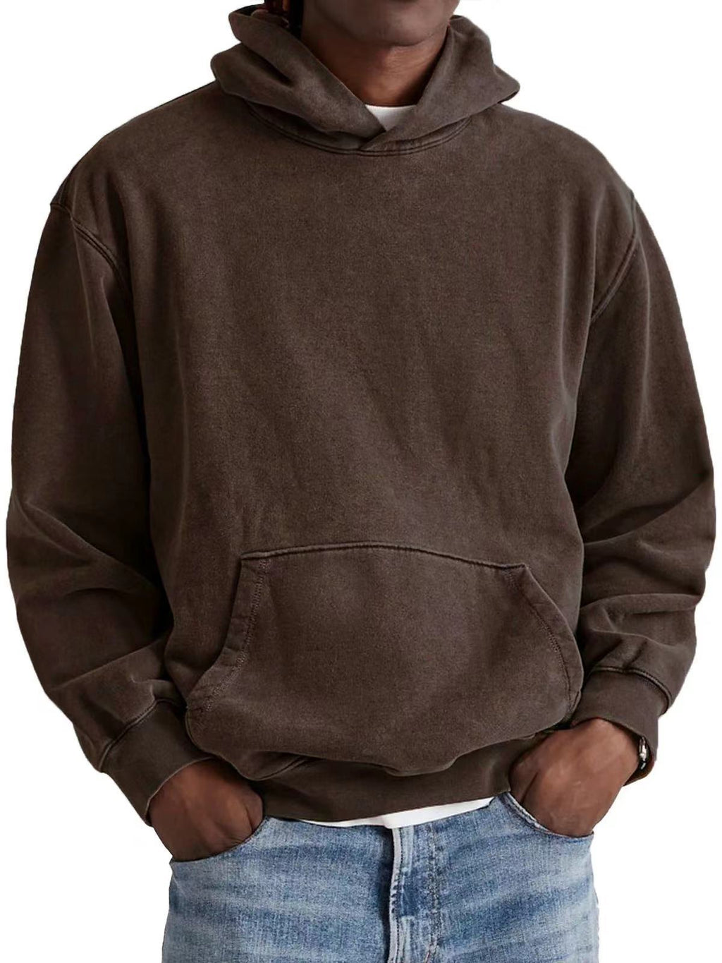 Merry & Bright Men's Round Neck American Retro Casual Hooded Sweatshirt