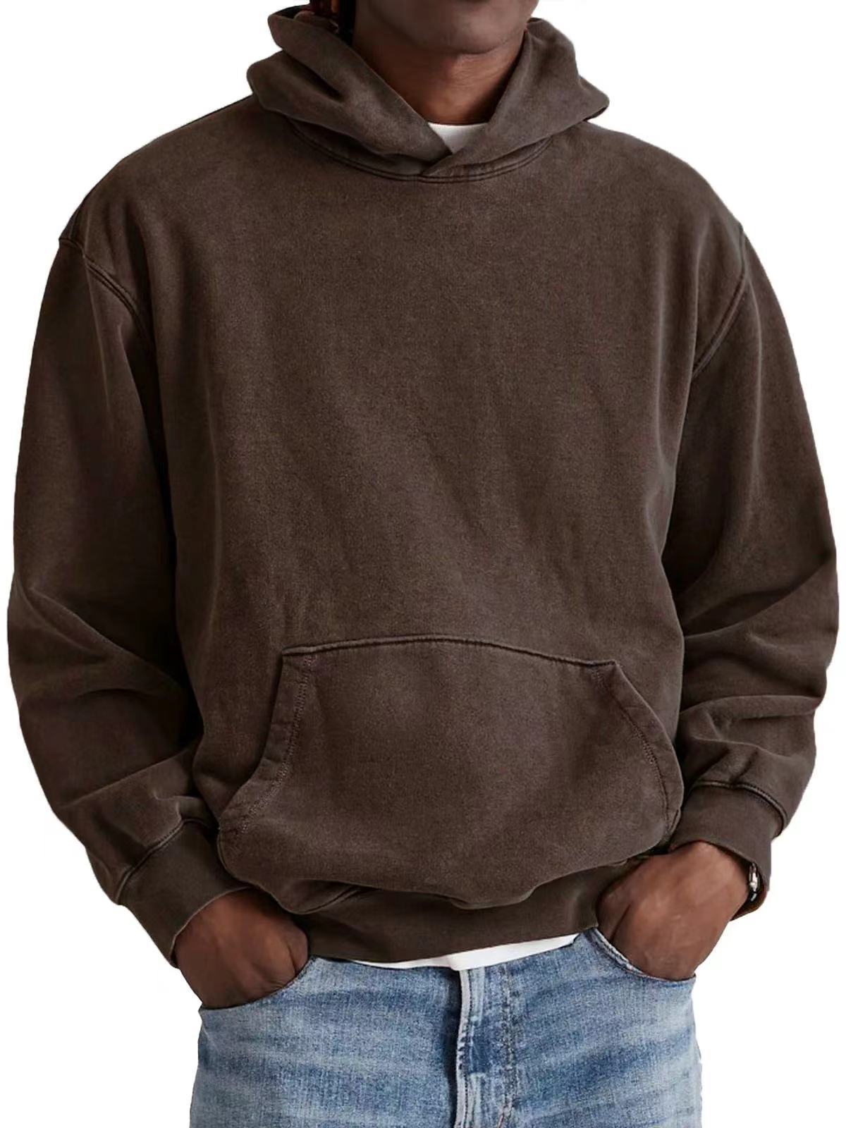Merry & Bright Men's Round Neck American Retro Casual Hooded Sweatshirt