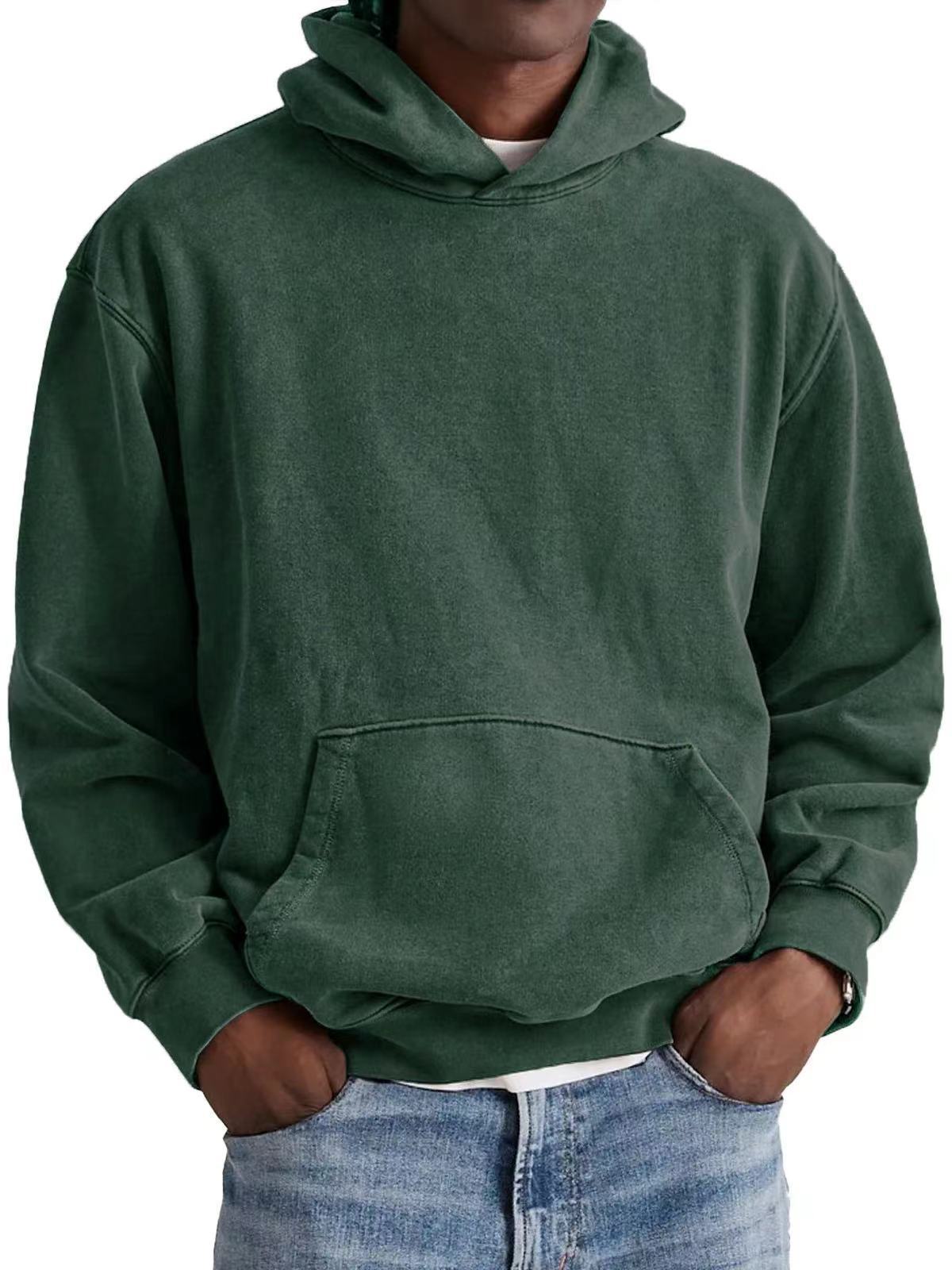 Merry & Bright Men's Round Neck American Retro Casual Hooded Sweatshirt