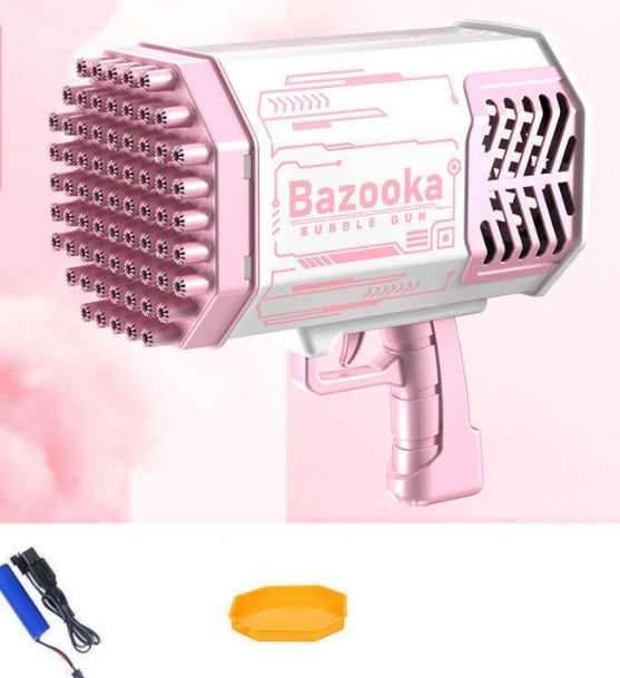 Merry & Bright Bubble Gun Rocket – 69-Hole Automatic Soap Bubble Blower with Lights