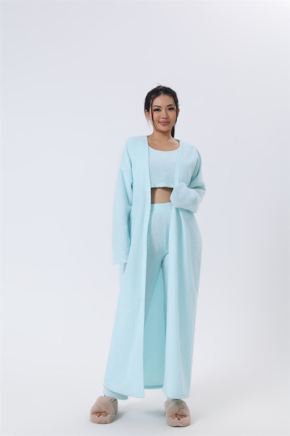 Merry & Bright Cozy Pajama Set, 3 Piece Lounge Set, Cute Loungewear, Warm Suit Sets, Matching Set, Lounge Set, 3 Piece Pant Sets, Women Winter Dress