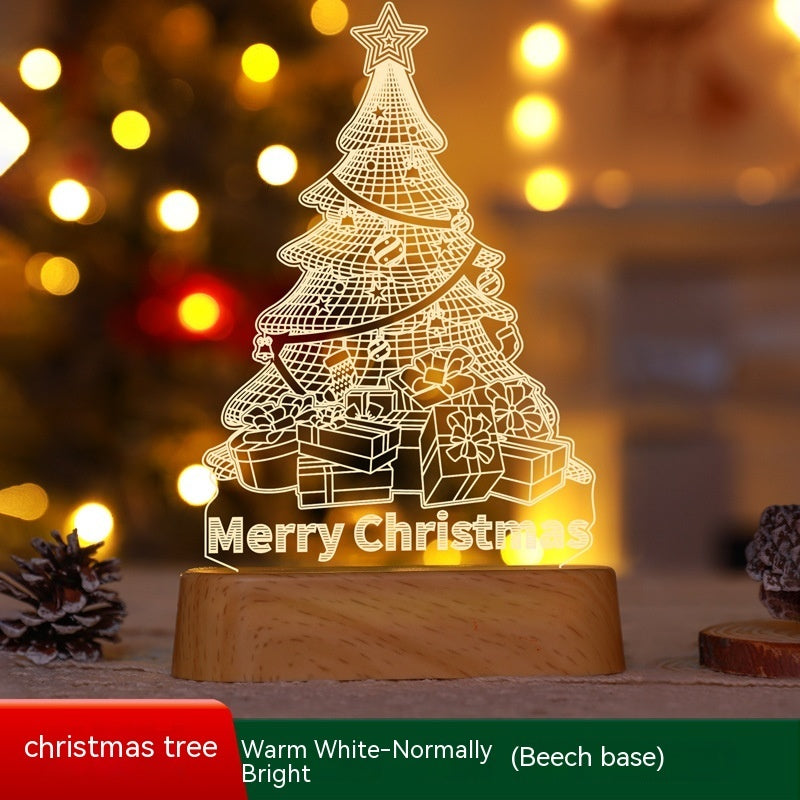 Merry & Bright Christmas Decoration 3D Lamp Acrylic LED Night Light