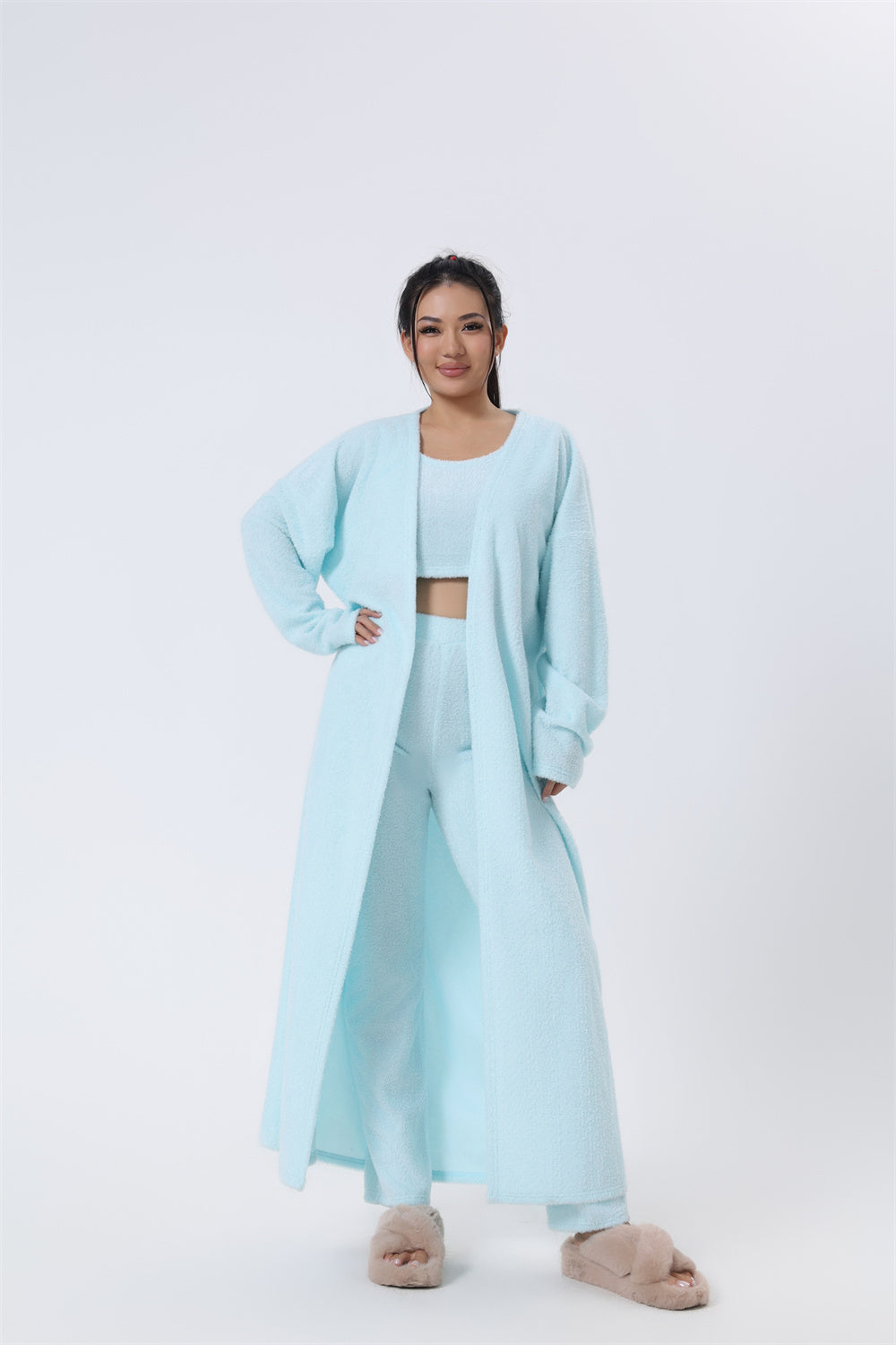 Merry & Bright Cozy Pajama Set, 3 Piece Lounge Set, Cute Loungewear, Warm Suit Sets, Matching Set, Lounge Set, 3 Piece Pant Sets, Women Winter Dress