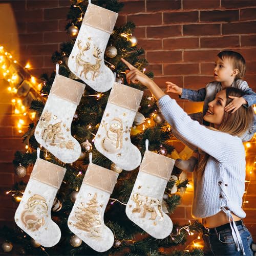 Merry & Bright New Christmas Embroidered Stockings Set of 6