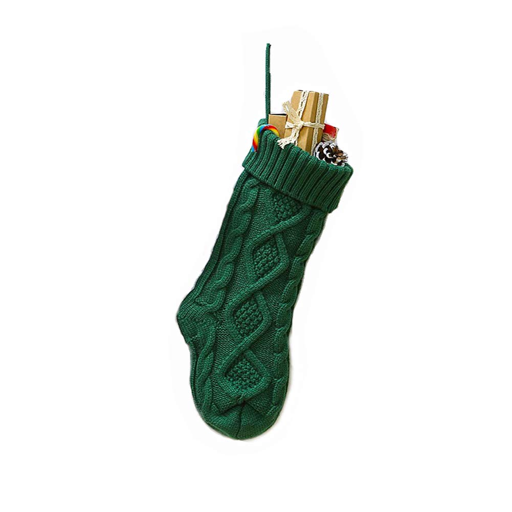 Merry & Bright Green Christmas Stocking – Knitted Holiday Sock