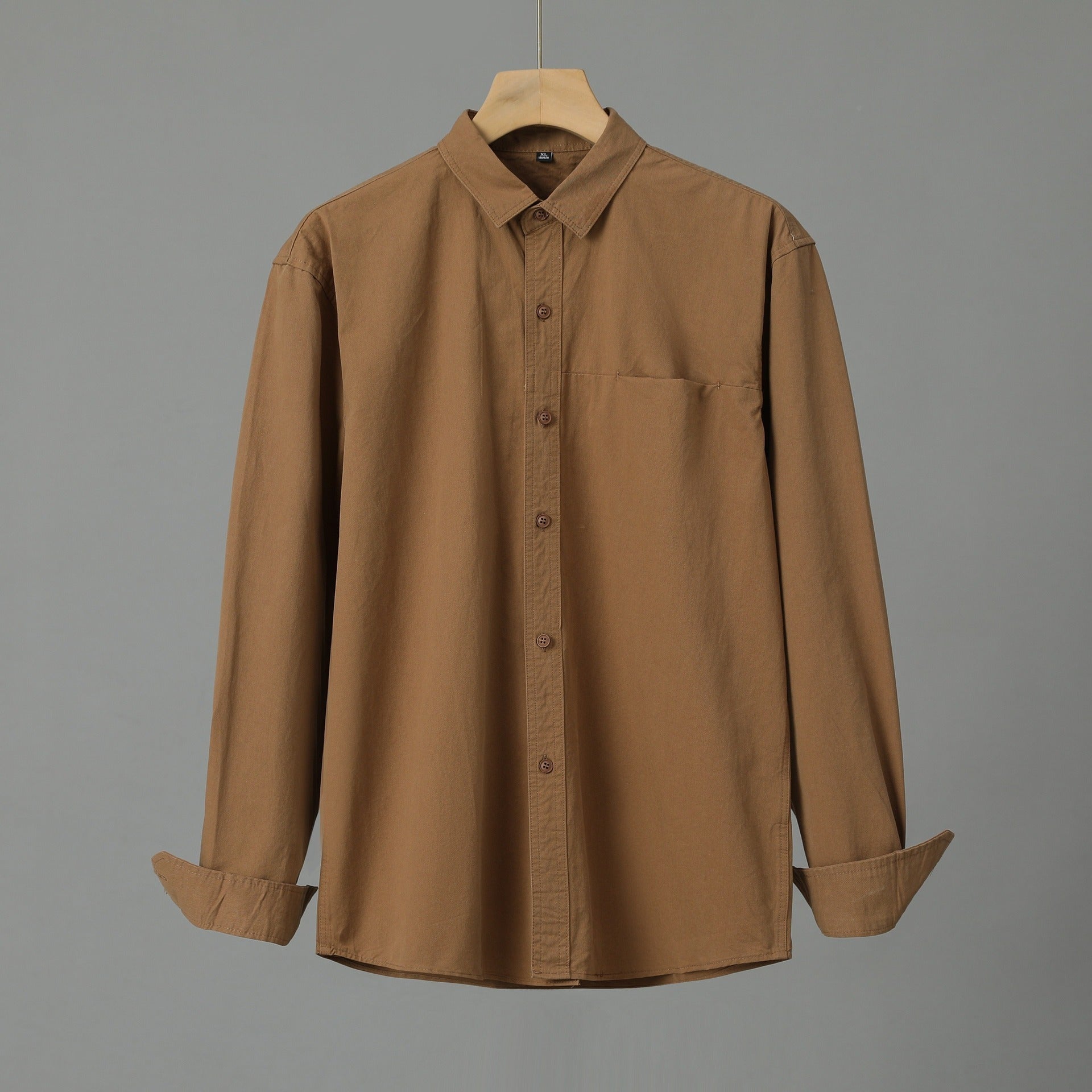 Merry & Bright Casual Solid Color Men's Purified Cotton Long Sleeve Shirt