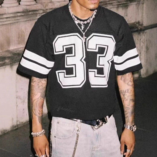 Merry & Bright Men's Sports Jersey T-shirt Round Neck Loose Fashion Street Wear