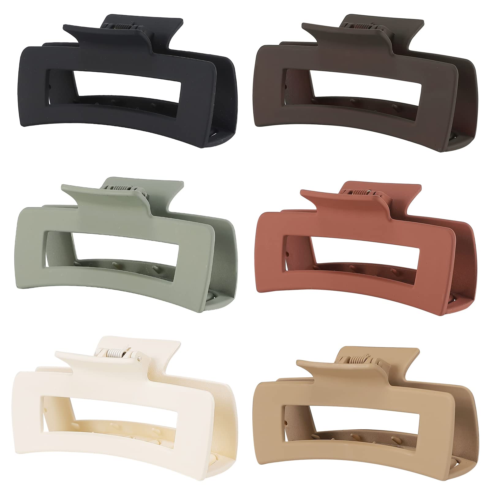 Merry & Bright 6-Pack Hair Claw Clips – Extra Large, Brown & Mixed Colors