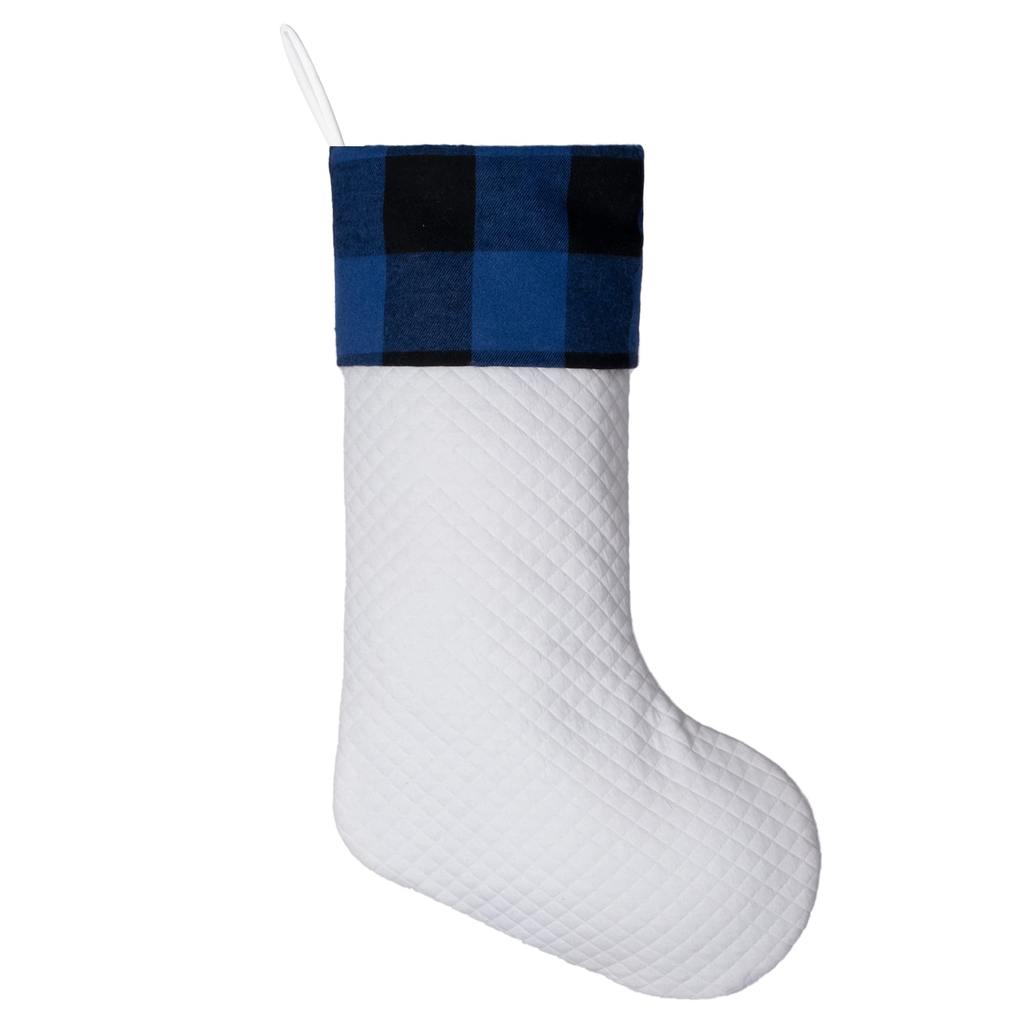 Merry & Bright Blue Plaid Christmas Stockings Set of 5 – Soft, Large Holiday Stockings for Fireplace, Tree & Home Décor