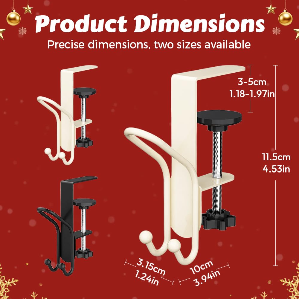 Merry & Bright 2025 Adjustable Gray 2-in-1 Stocking & Garland Holders – Heavy-Duty Metal Mantel Hooks (Set of 4)