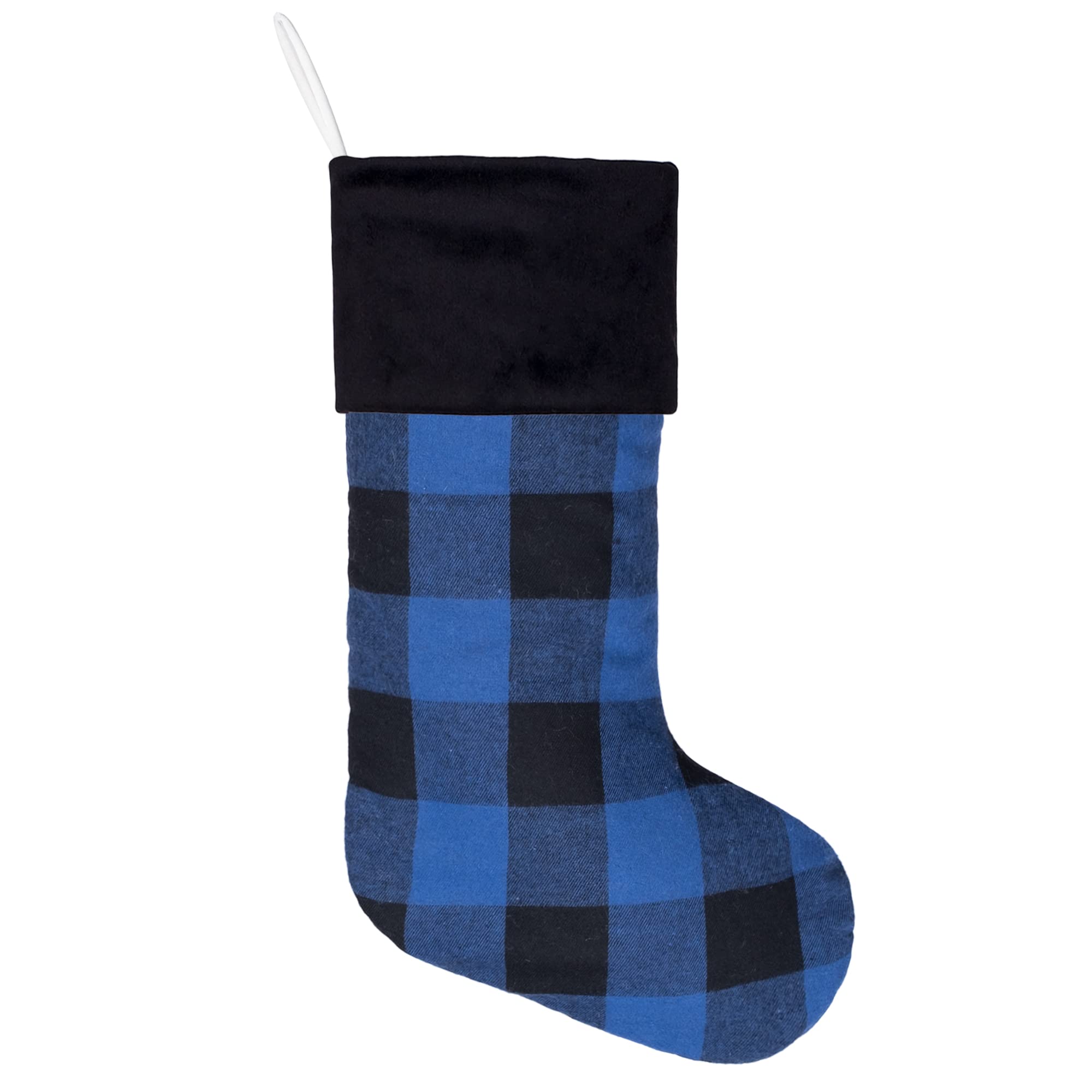 Merry & Bright Blue Plaid Christmas Stockings Set of 5 – Soft, Large Holiday Stockings for Fireplace, Tree & Home Décor