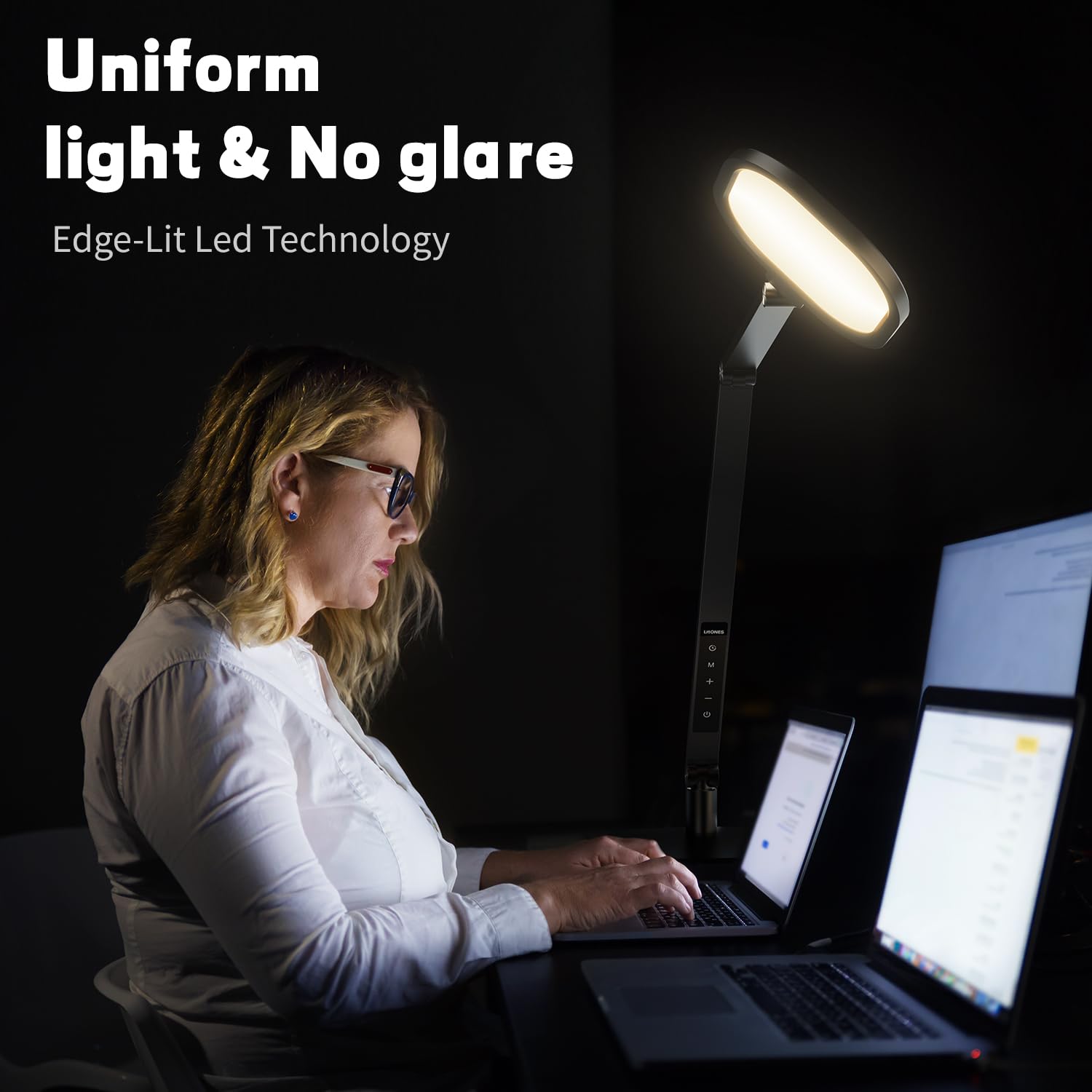 Merry & Bright  LED Desk Lamp – Adjustable Black Desktop Light with 30 Modes