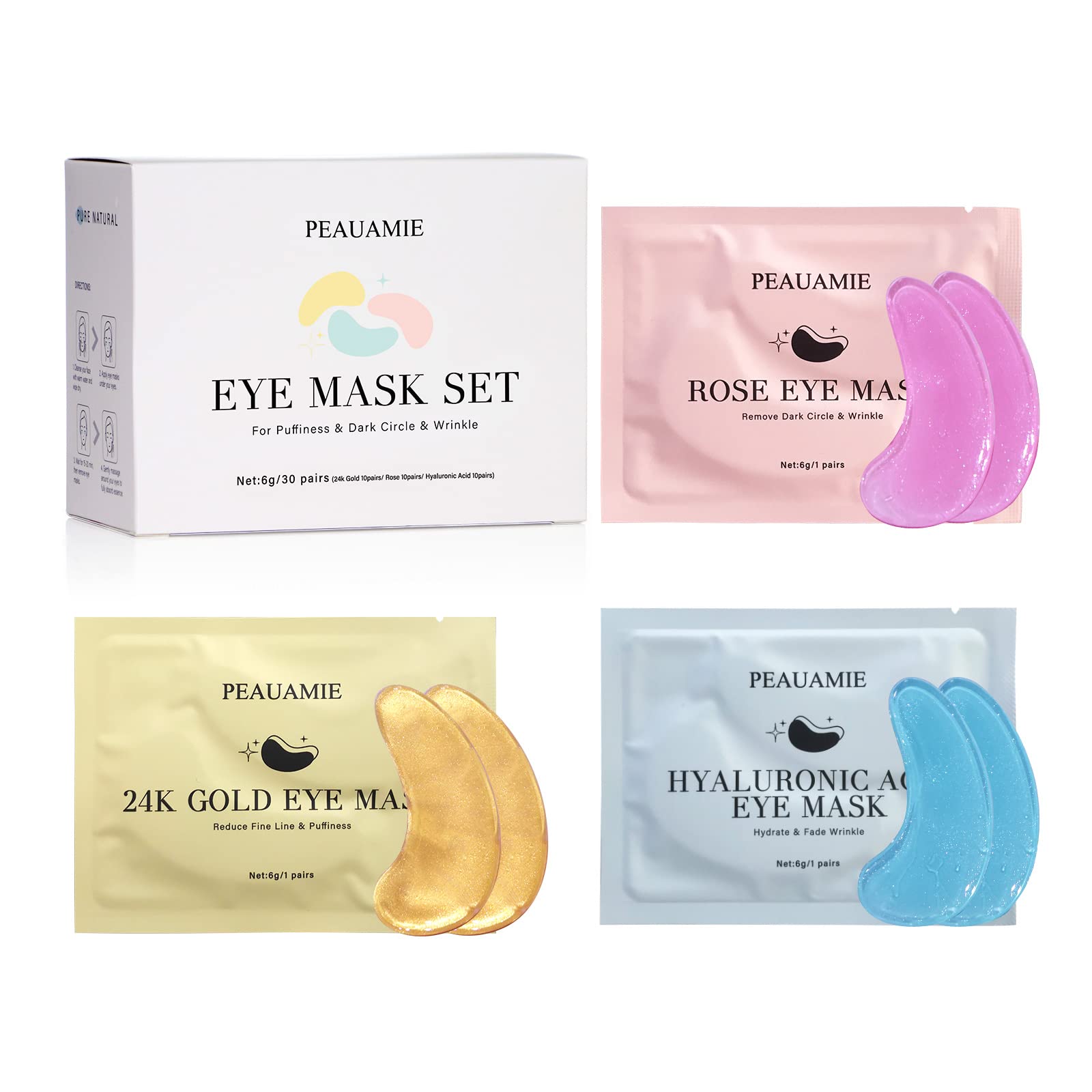 Merry & Bright Under Eye Patches Gold and Hyaluronic Acid for puffy eyes