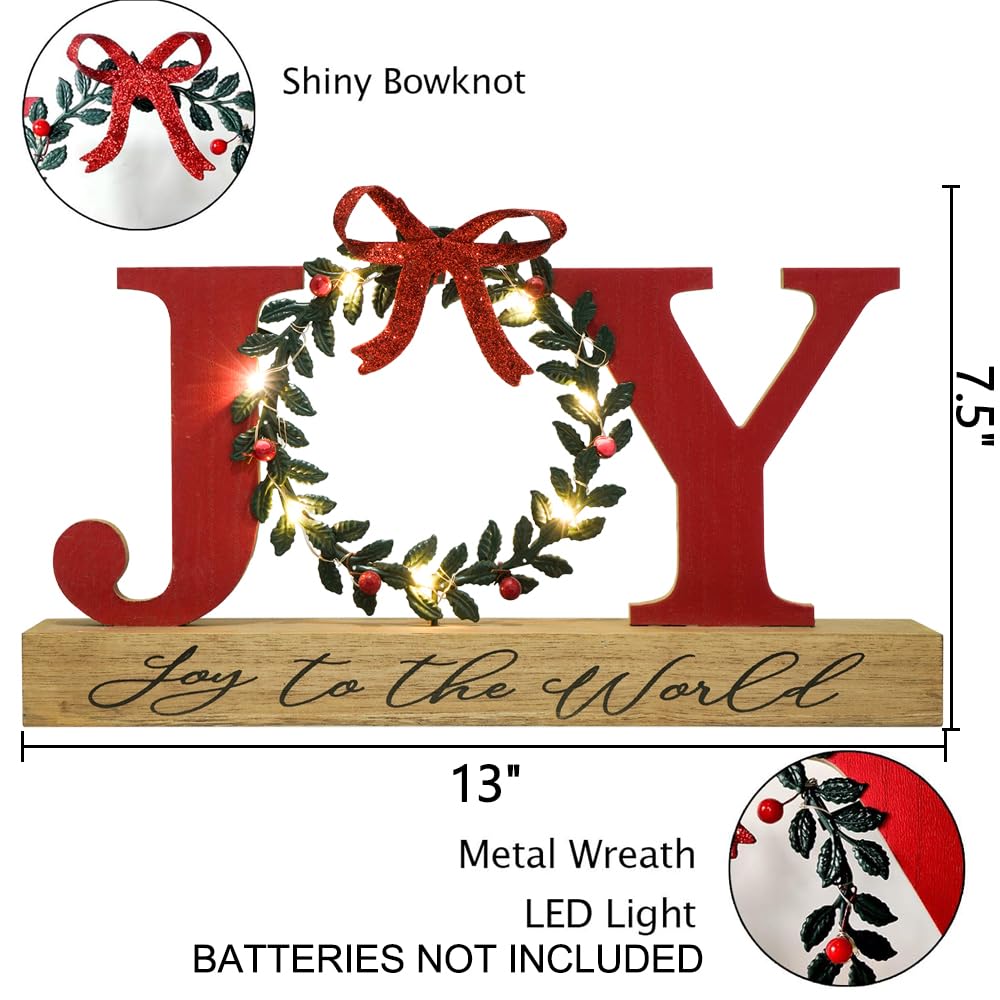 Merry & Bright – LED “JOY” Wooden Christmas Sign