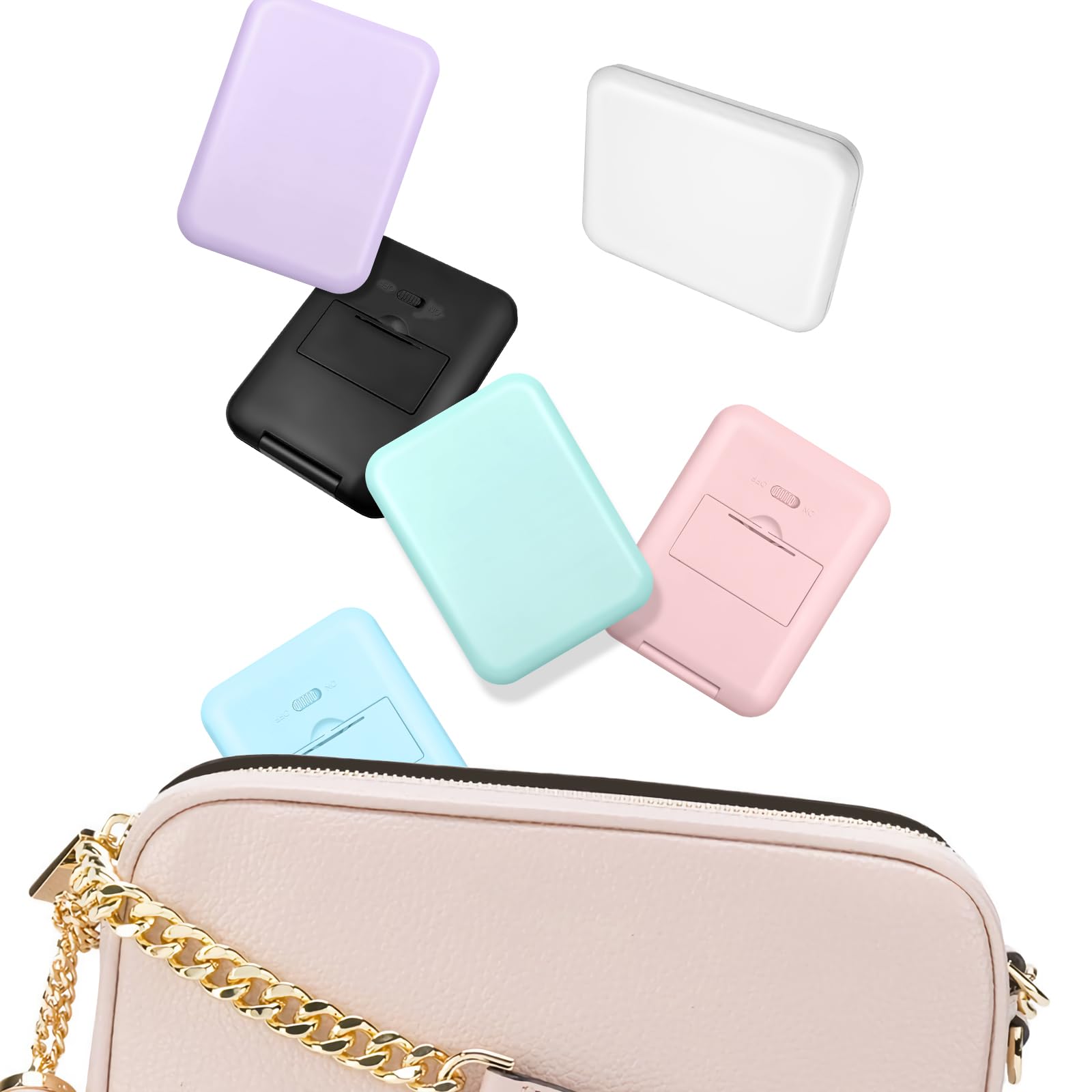 Merry & Bright LED Travel Mirror – Compact Pink Makeup Mirror with 8 Lights