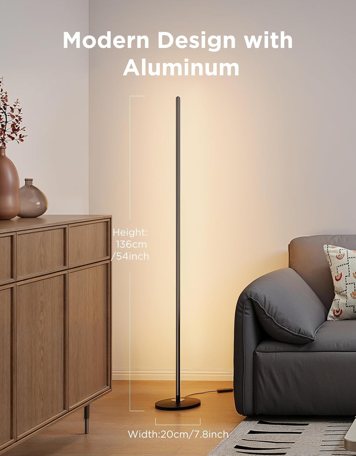 Merry & Bright LED Floor Lamp – Black, Smart Color-Changing