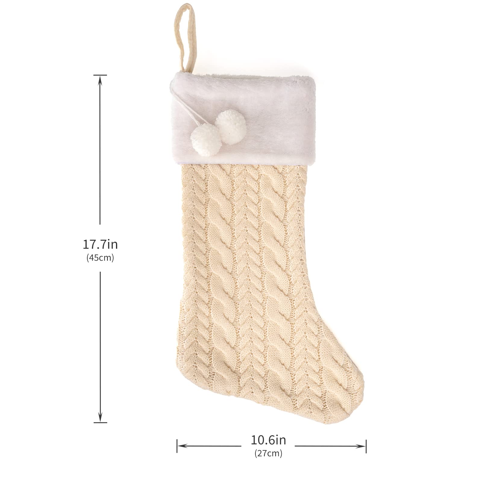 Merry & Bright  White Knit Christmas Stocking – Large Holiday Decor
