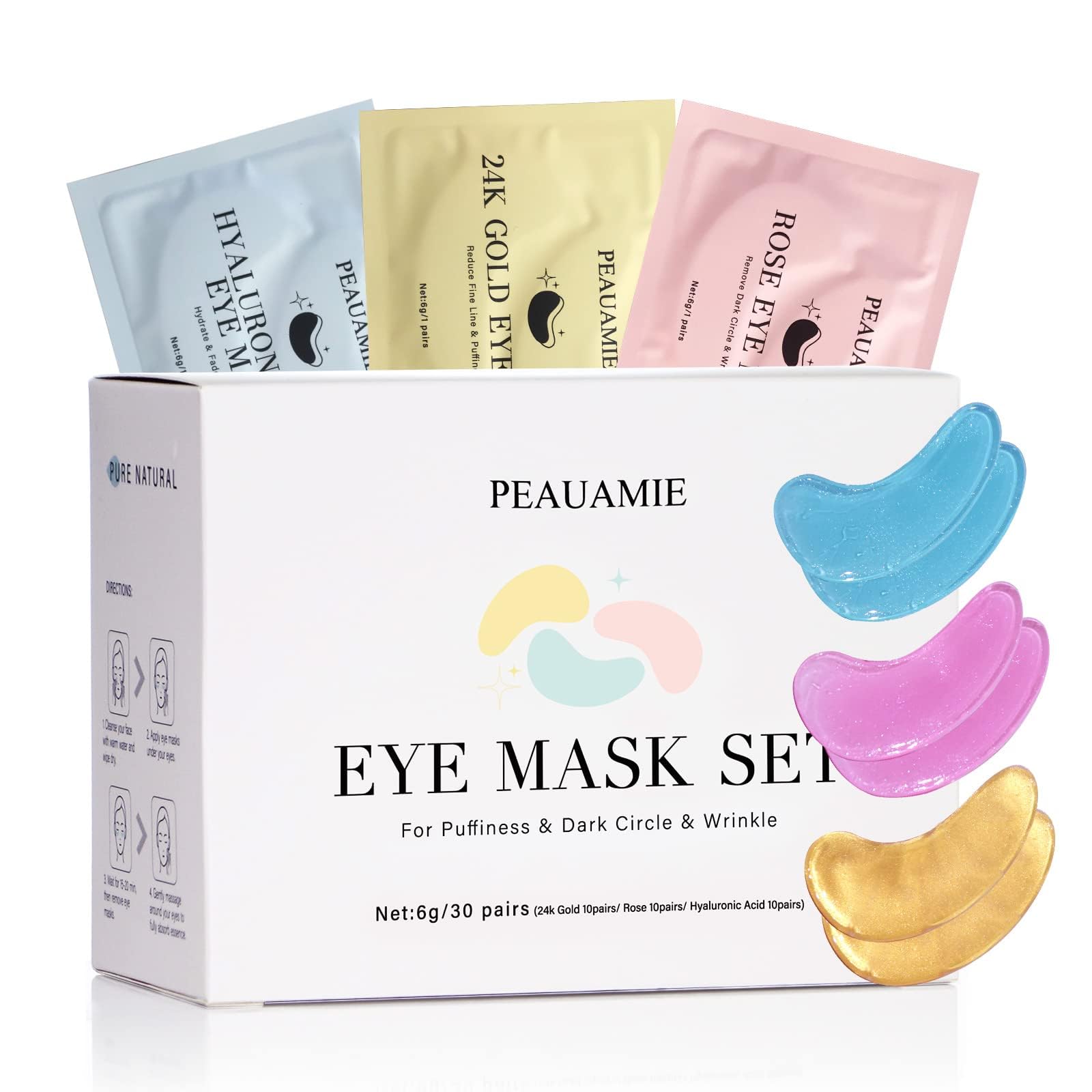 Merry & Bright Under Eye Patches Gold and Hyaluronic Acid for puffy eyes