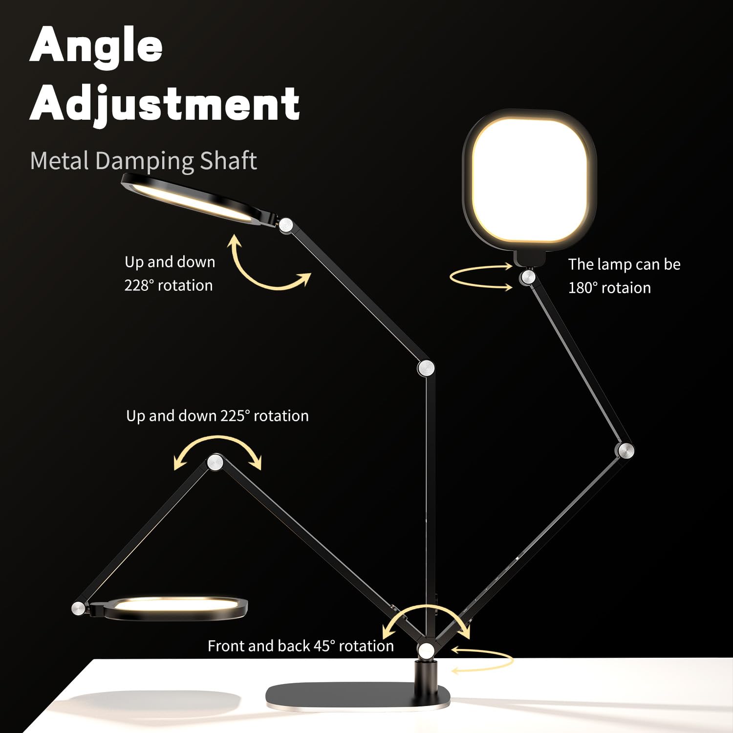 Merry & Bright  LED Desk Lamp – Adjustable Black Desktop Light with 30 Modes