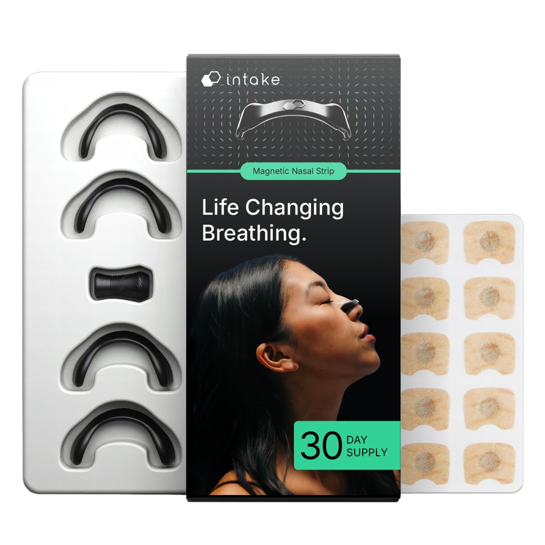 Merry & Bright Intake Breathing Nasal Strip Starter Kit (30 Count, Black)