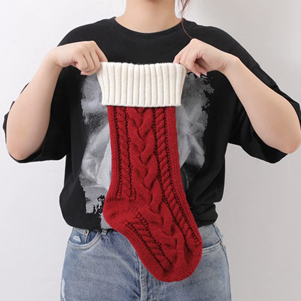 Merry & Bright Green & Ivory Christmas Stocking – 18" Holiday Sock