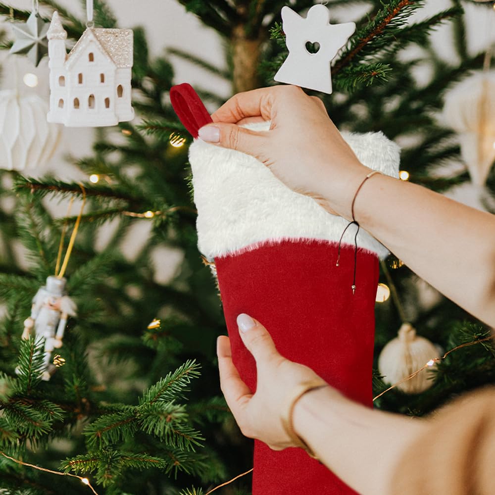 Merry & Bright Large Red Christmas Stocking – 20" Plush Fleece