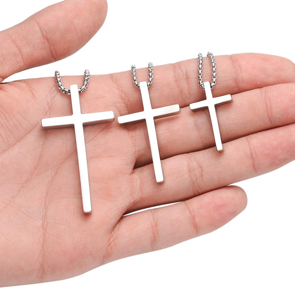 Merry & Bright Cross Necklace for Men - Silver Stainless Steel