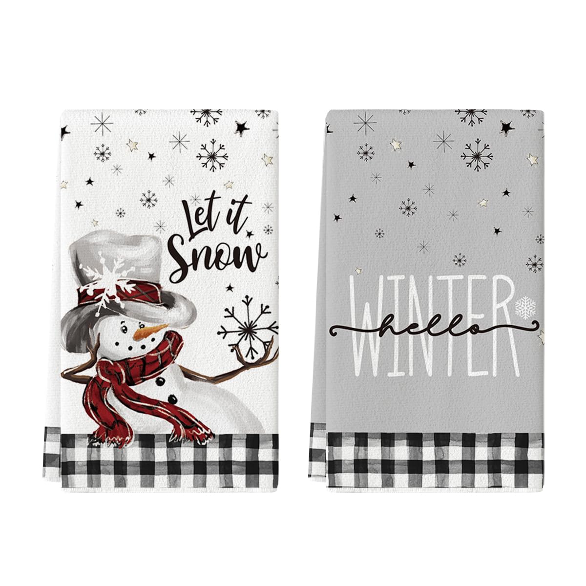 Merry & Bright: Black & Beige Christmas Kitchen Dish Towels – 2-Piece Holiday Set