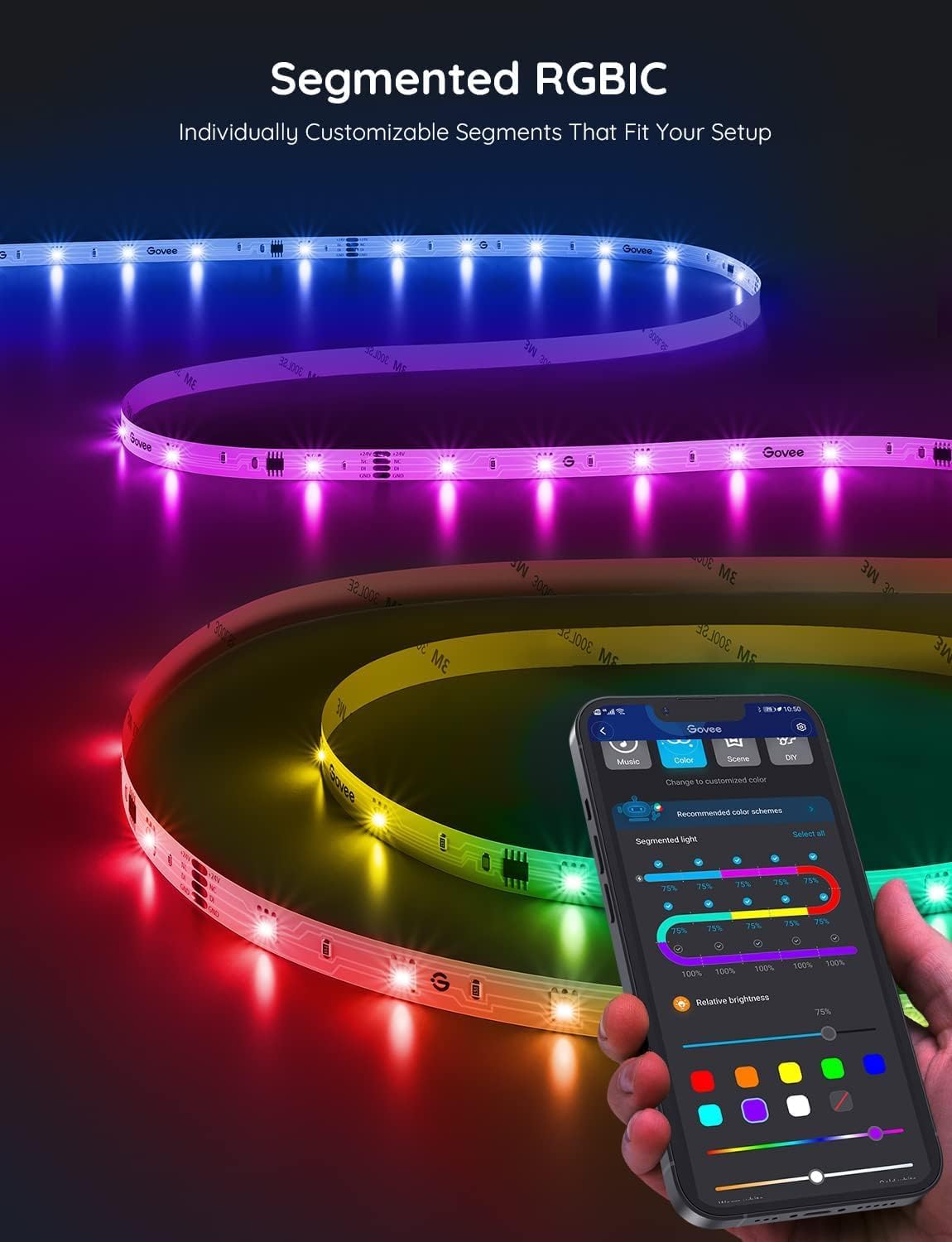 Merry & Bright Govee Smart LED Strip Lights – White, App Controlled
