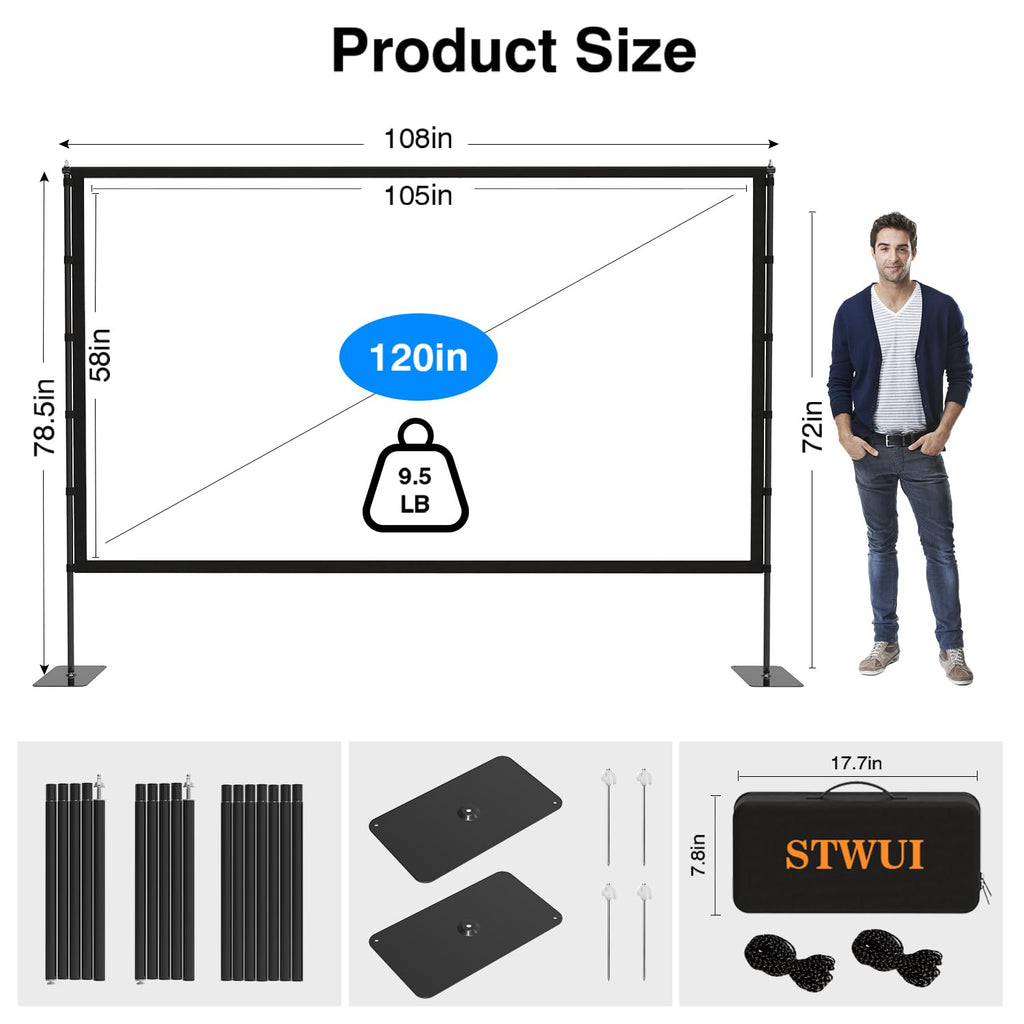 Merry & Bright Outdoor-Projector-Screen-with-Stand