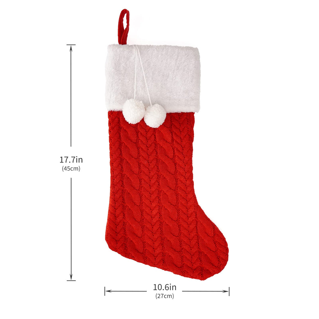 Merry & Bright Red Knit Christmas Stocking – Large Holiday Decor