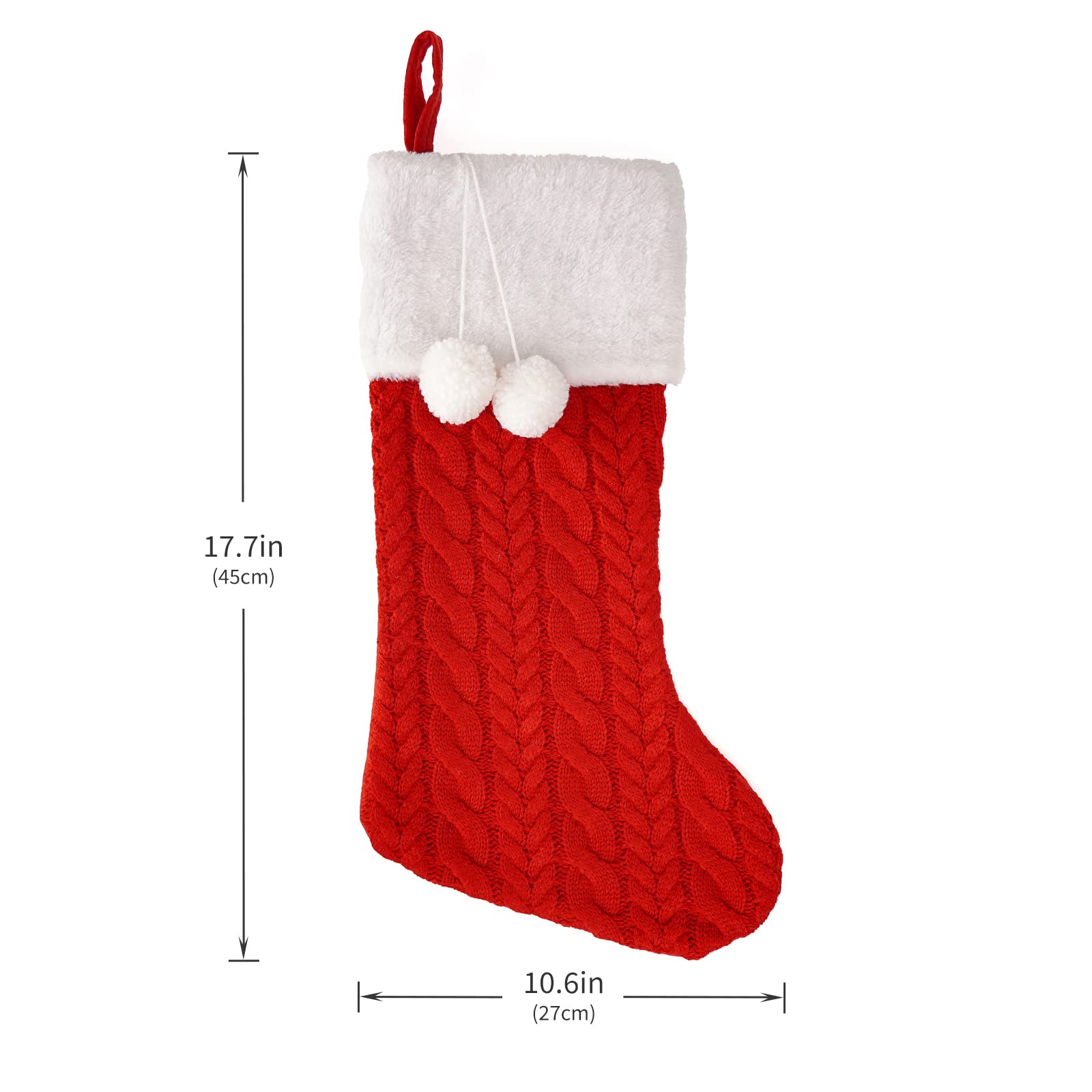 Merry & Bright Red Knit Christmas Stocking – Large Holiday Decor