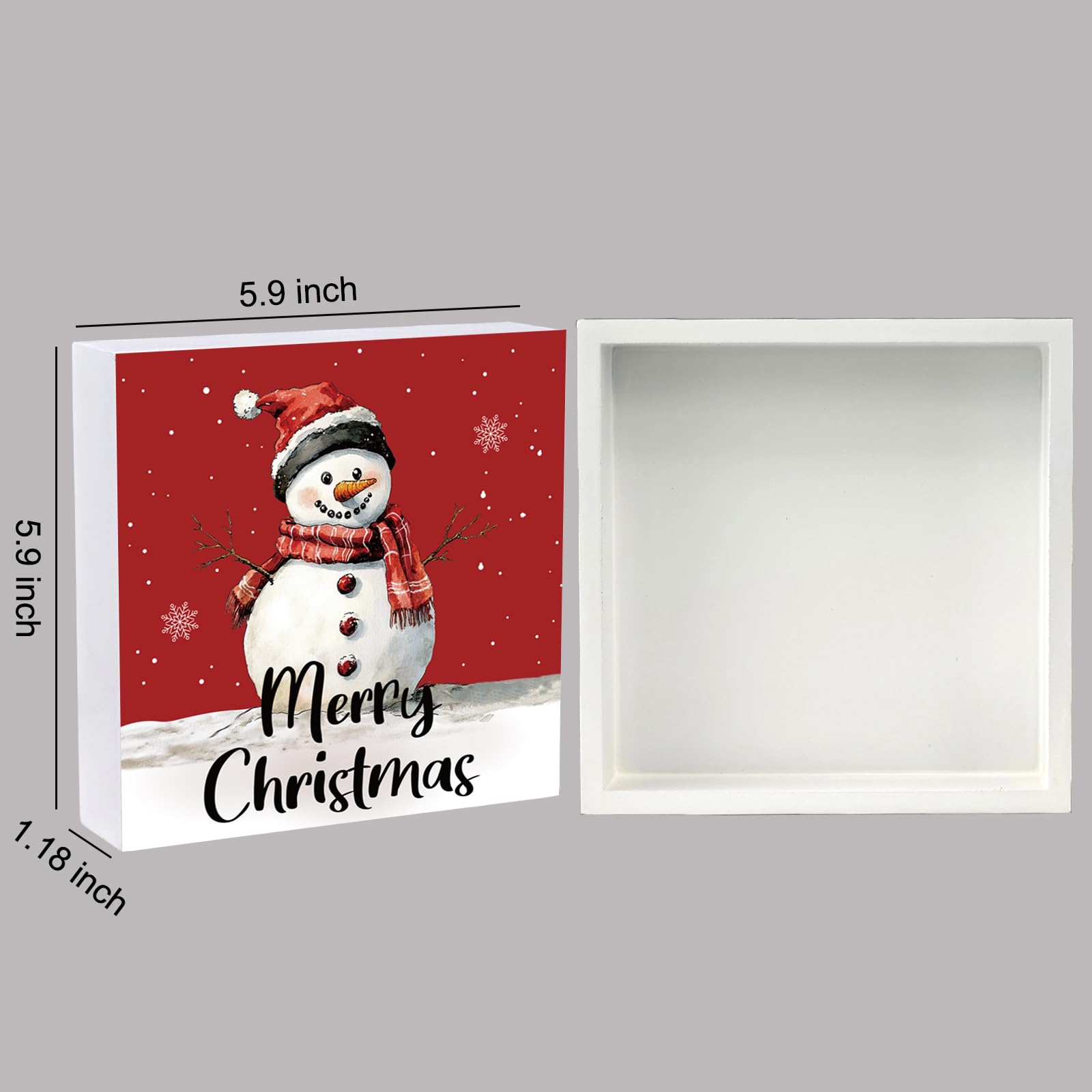 Merry & Bright: Snowman Wood Table Sign – Christmas Holiday Décor, 5.9x5.9 inch