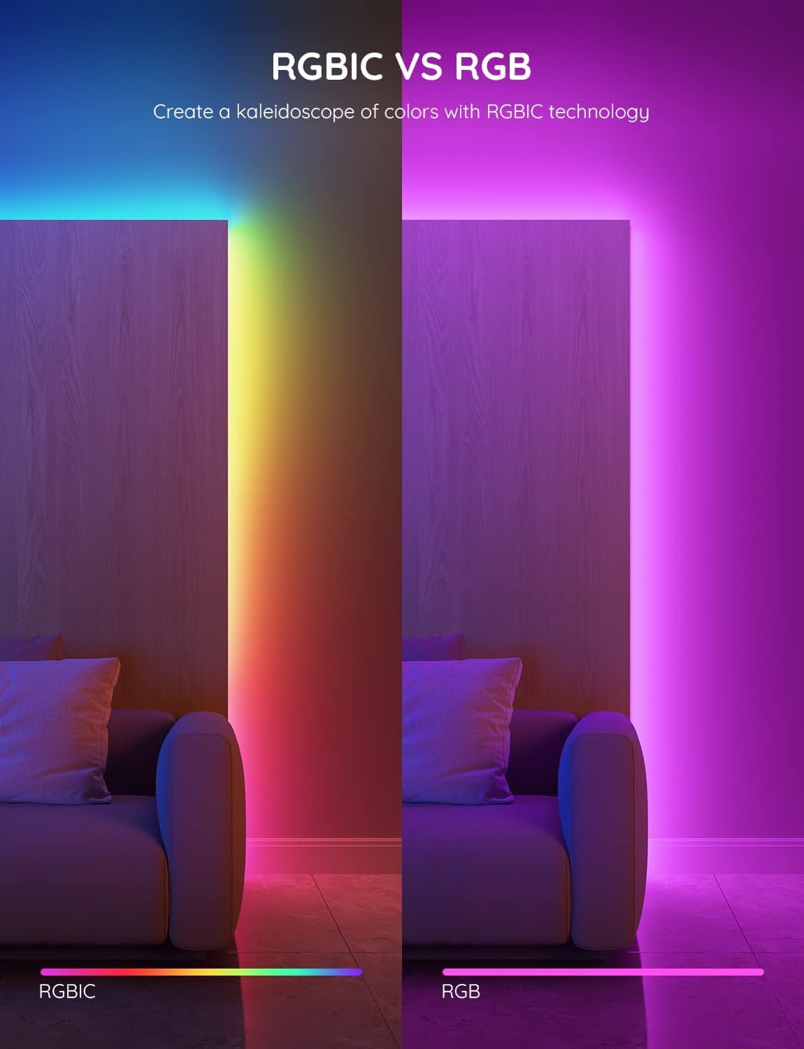 Merry & Bright Govee Smart LED Strip Lights – White, App Controlled