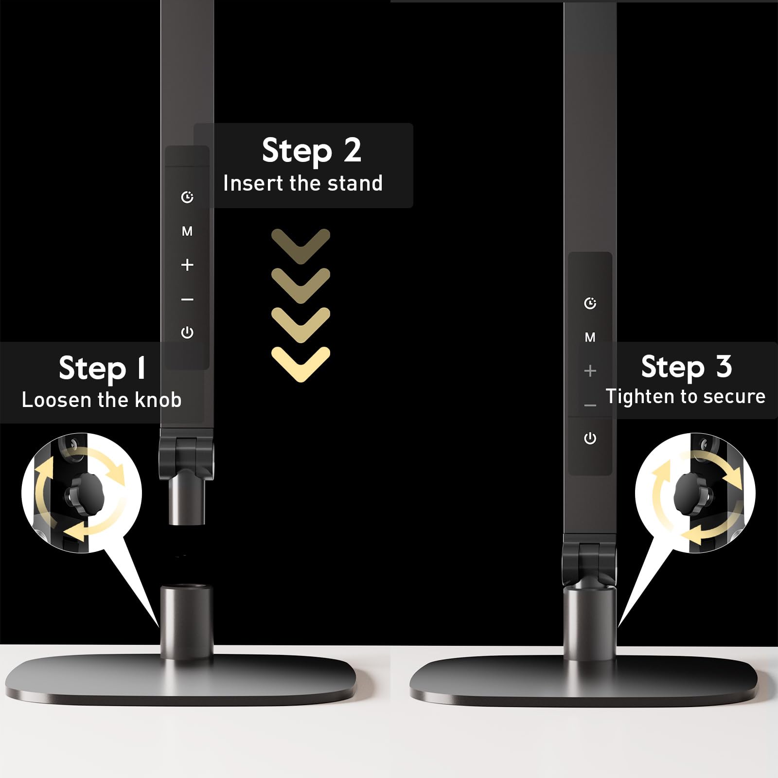 Merry & Bright  LED Desk Lamp – Adjustable Black Desktop Light with 30 Modes