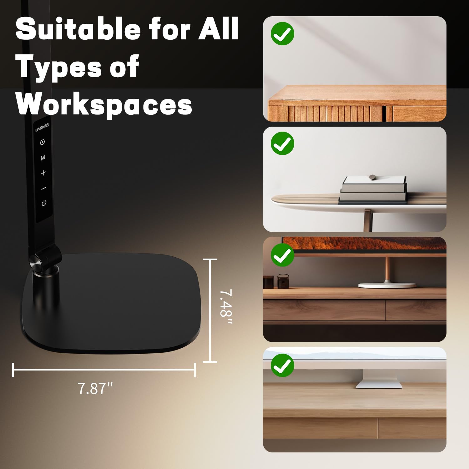 Merry & Bright  LED Desk Lamp – Adjustable Black Desktop Light with 30 Modes