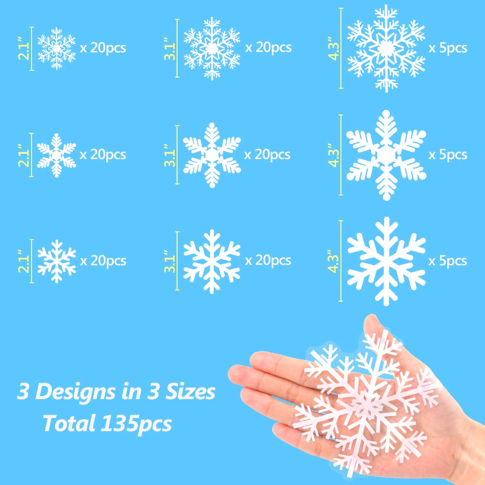 Merry & Bright –  Christmas Window Clings (135PCS Snowflakes)