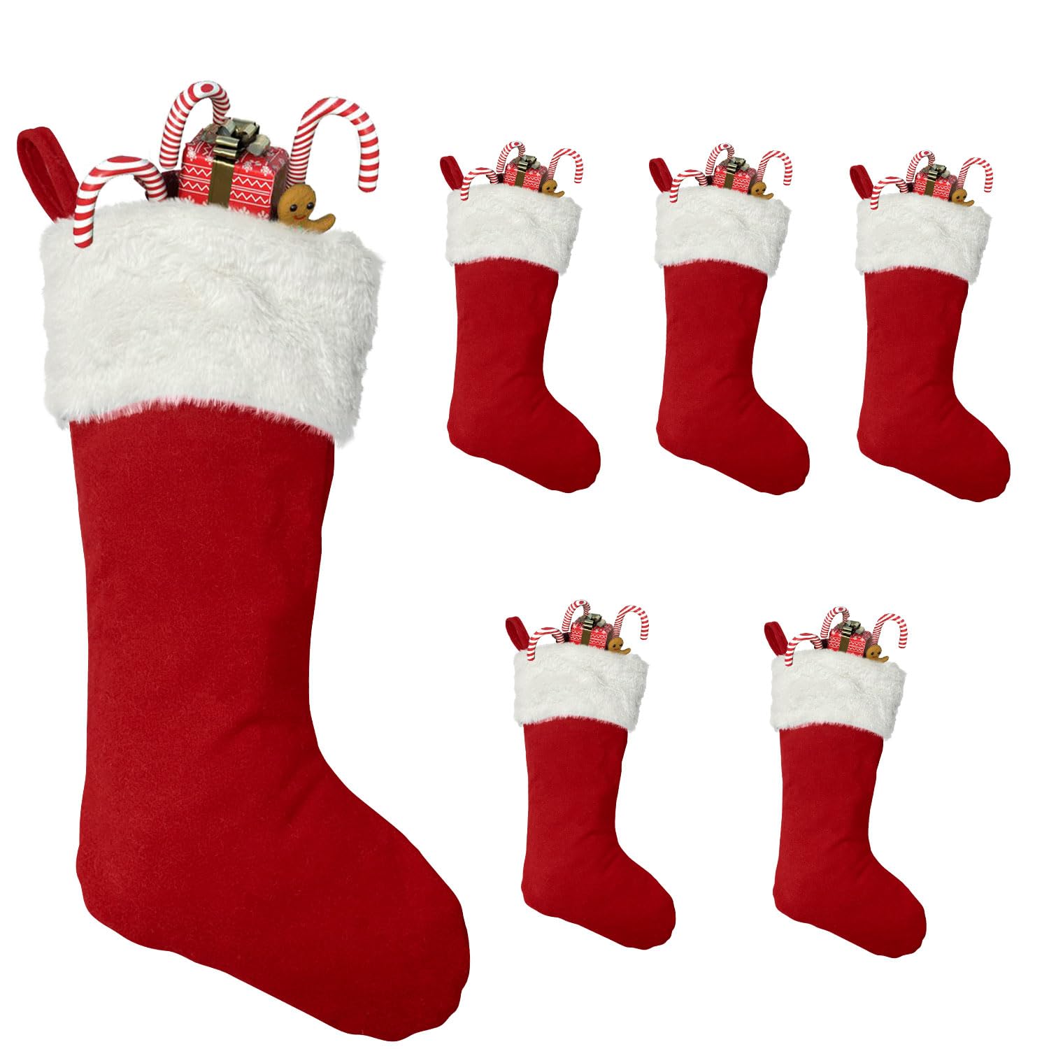 Merry & Bright Large Red Christmas Stocking – 20" Plush Fleece