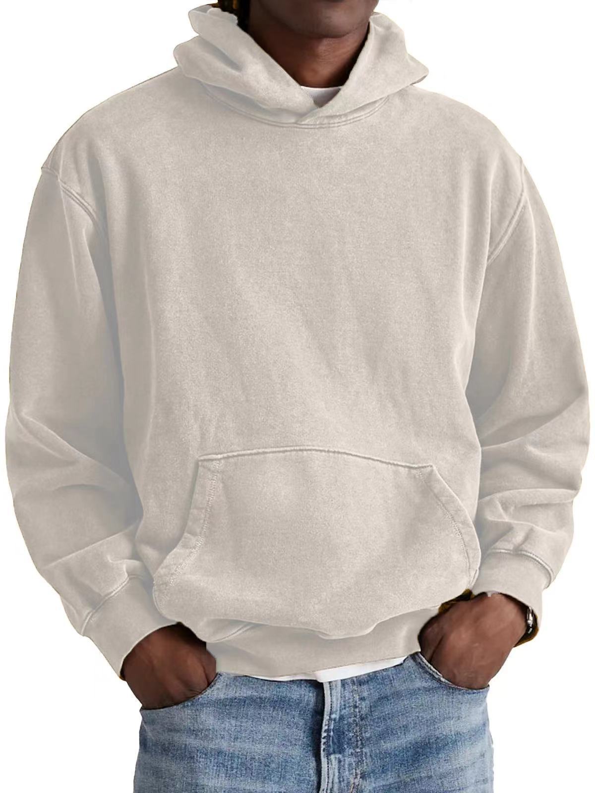 Merry & Bright Men's Round Neck American Retro Casual Hooded Sweatshirt