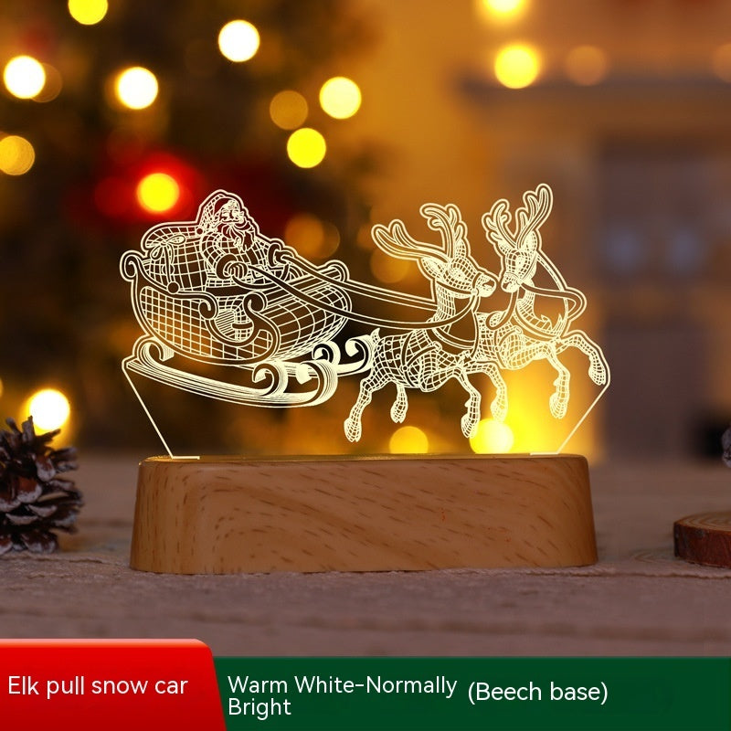 Merry & Bright Christmas Decoration 3D Lamp Acrylic LED Night Light