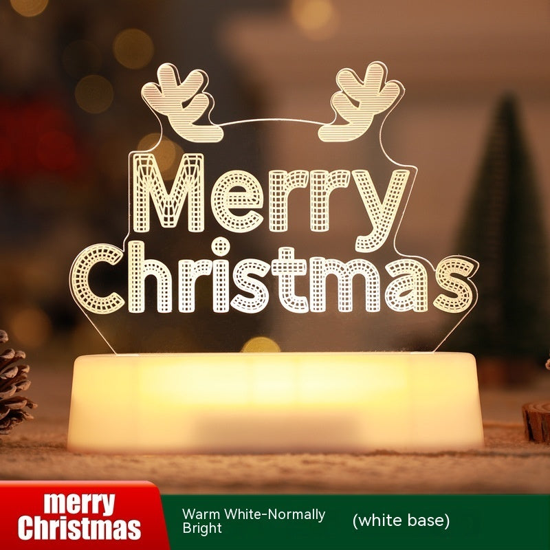 Merry & Bright Christmas Decoration 3D Lamp Acrylic LED Night Light